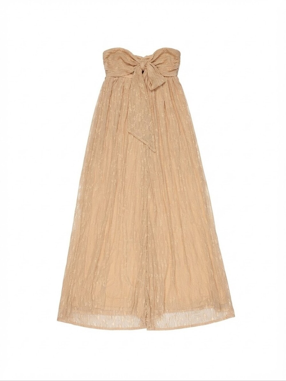 Fashion Nova Strapless Bow-Front Maxi Skirt in Nude